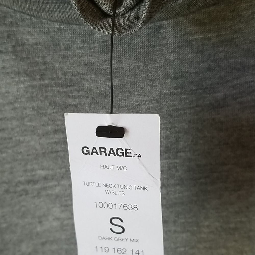 NWT Garage turtleneck tunic tank slits gray small - Picture 3 of 6